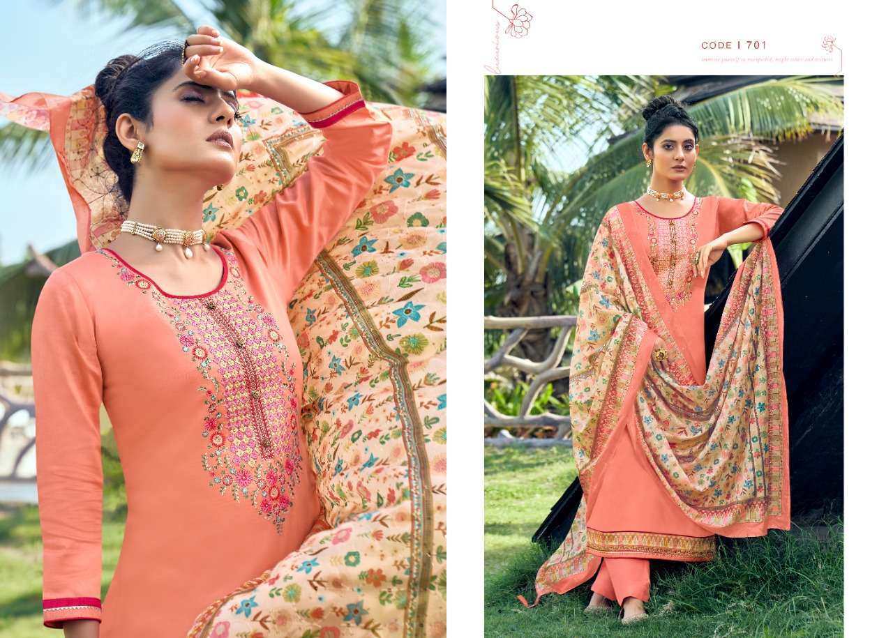 KAINAT BY TRIPLE AAA 701 TO 706 SERIES BEAUTIFUL SUITS COLORFUL STYLISH FANCY CASUAL WEAR & ETHNIC WEAR JAM SILK EMBROIDERED DRESSES AT WHOLESALE PRICE