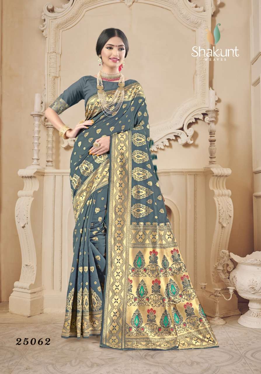 BHAGYAWATI BY SHAKUNT 25061 TO 25066 SERIES INDIAN TRADITIONAL WEAR COLLECTION BEAUTIFUL STYLISH FANCY COLORFUL PARTY WEAR & OCCASIONAL WEAR ART SILK SAREES AT WHOLESALE PRICE