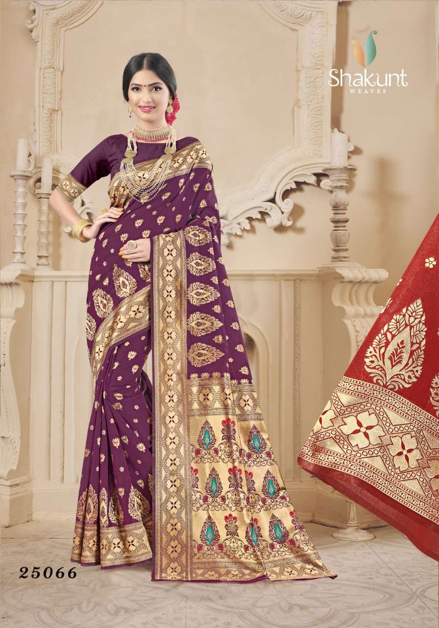 BHAGYAWATI BY SHAKUNT 25061 TO 25066 SERIES INDIAN TRADITIONAL WEAR COLLECTION BEAUTIFUL STYLISH FANCY COLORFUL PARTY WEAR & OCCASIONAL WEAR ART SILK SAREES AT WHOLESALE PRICE