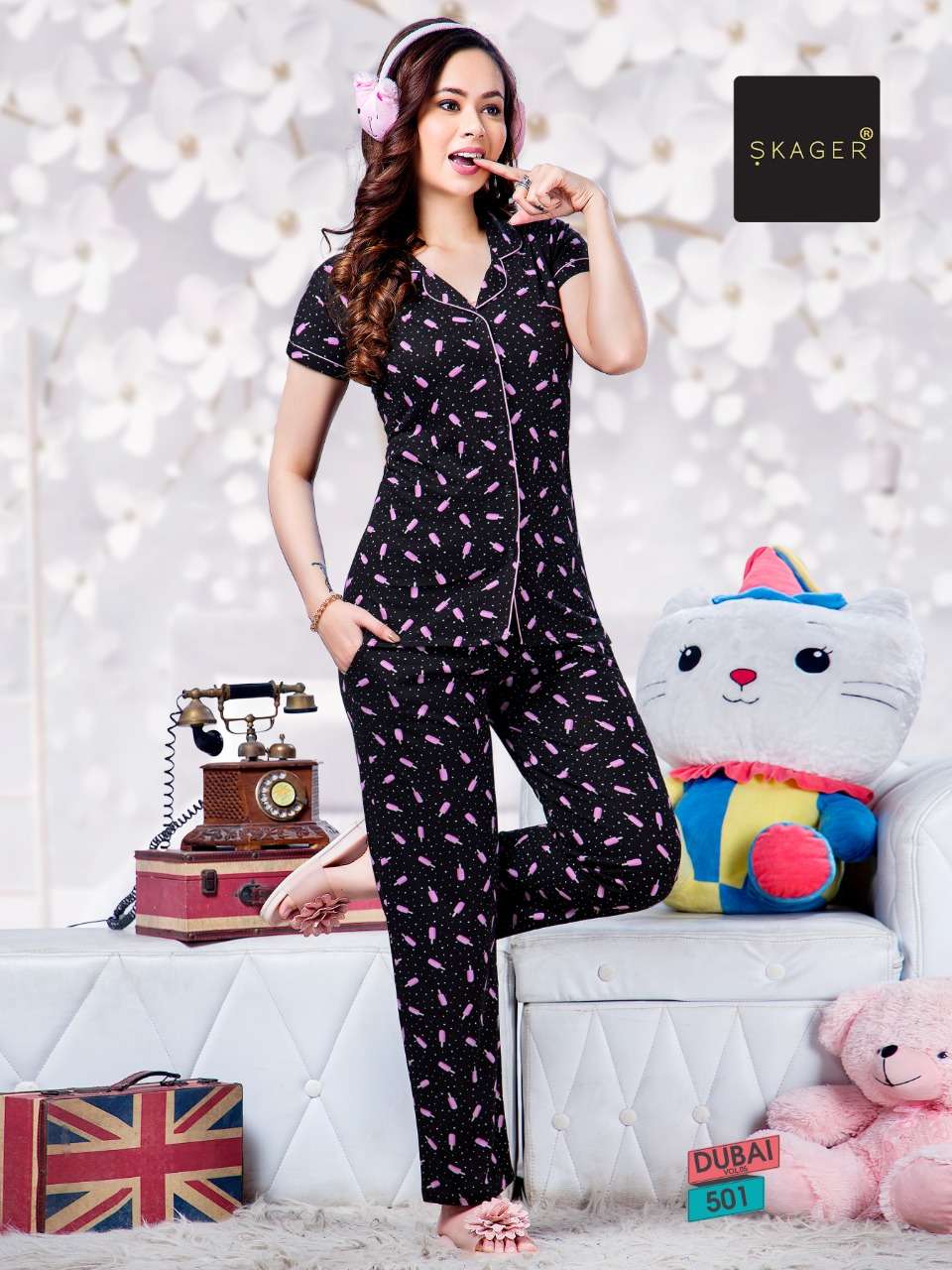 DUBAI VOL-5 BY SKAGER 501 TO 504 SERIES BEAUTIFUL STYLISH FANCY COLORFUL CASUAL WEAR & ETHNIC WEAR HOSIERY NIGHT SUITS AT WHOLESALE PRICE