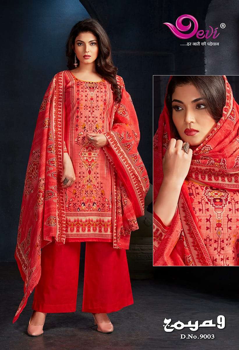 ZOYA VOL-9 BY DEVI 9001 TO 9012 SERIES INDIAN TRADITIONAL WEAR COLLECTION BEAUTIFUL STYLISH FANCY COLORFUL PARTY WEAR & OCCASIONAL WEAR COTTON PRINT SAREES AT WHOLESALE PRICE