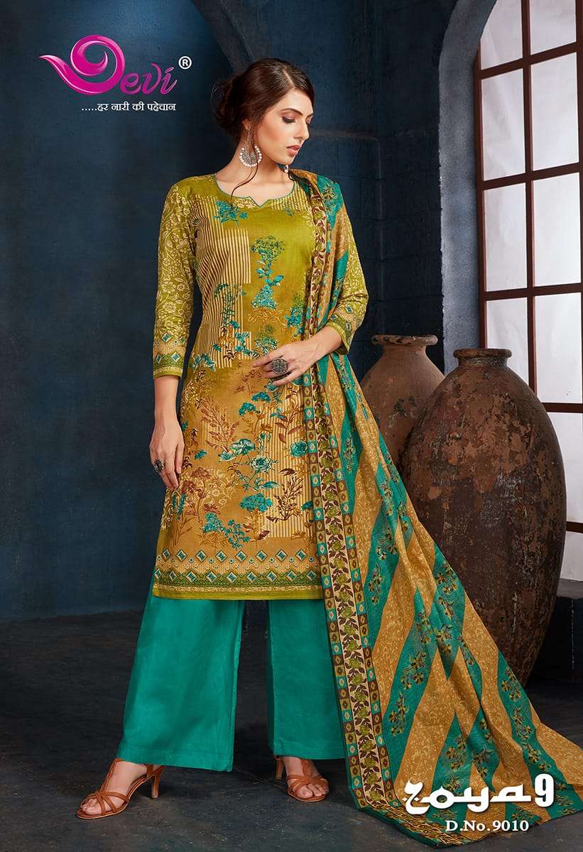 ZOYA VOL-9 BY DEVI 9001 TO 9012 SERIES INDIAN TRADITIONAL WEAR COLLECTION BEAUTIFUL STYLISH FANCY COLORFUL PARTY WEAR & OCCASIONAL WEAR COTTON PRINT SAREES AT WHOLESALE PRICE