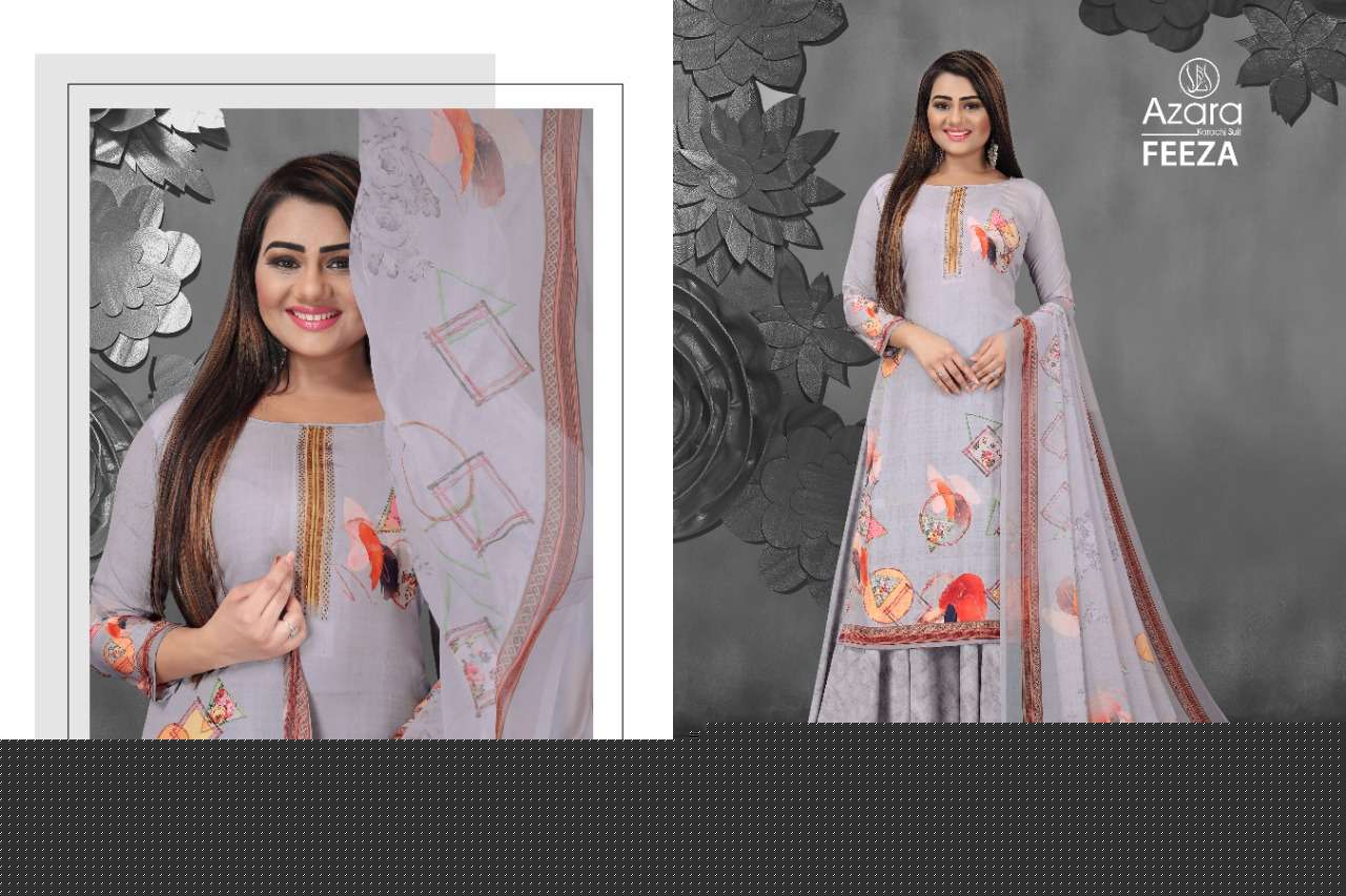 FEEZA BY AZARA 1001 TO 1004 SERIES BEAUTIFUL SUITS COLORFUL STYLISH FANCY CASUAL WEAR & ETHNIC WEAR PURE CREPE DIGITAL PRINT DRESSES AT WHOLESALE PRICE