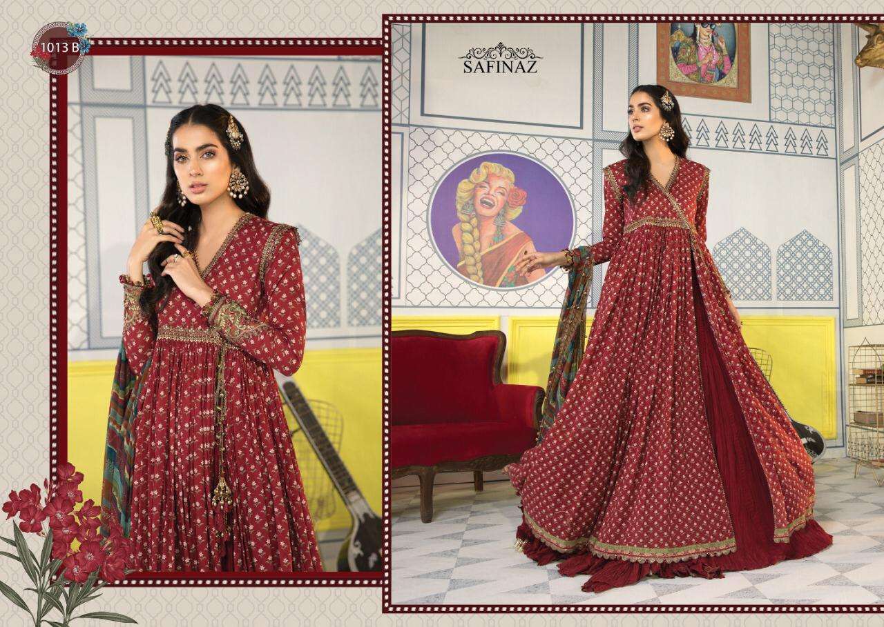 MARIA.B. VOL-4 BY SAFINAZ 1013-A TO 1015-B SERIES PAKISTANI WEAR COLLECTION BEAUTIFUL STYLISH FANCY COLORFUL PARTY WEAR & OCCASIONAL WEAR PURE CAMBRIC COTTON PRINT WITH EMBROIDERED DRESSES AT WHOLESALE PRICE