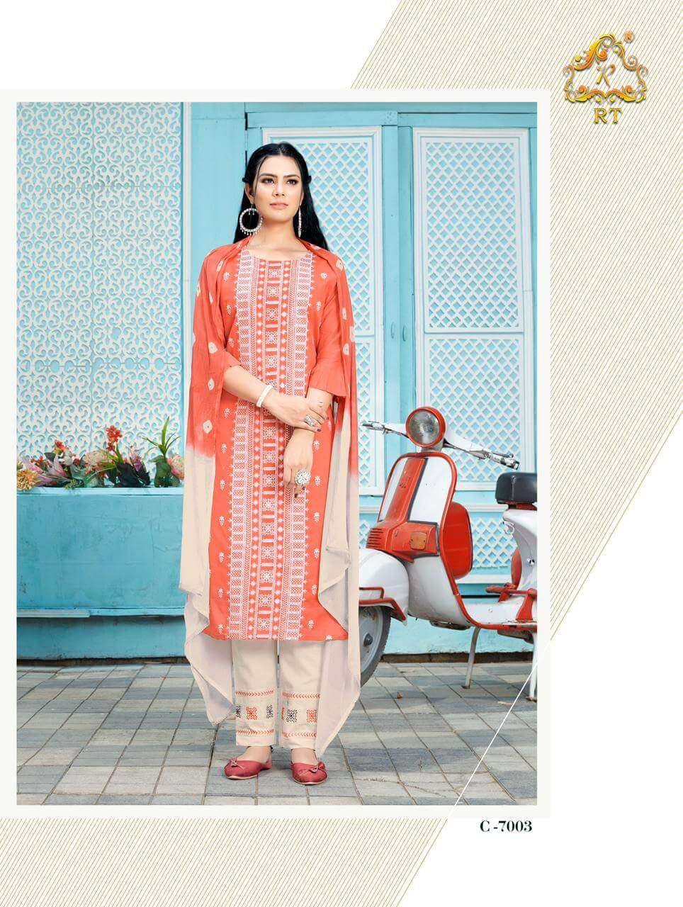 LUCKNOWI BY RT 7001 TO 7006 SERIES BEAUTIFUL SUITS COLORFUL STYLISH FANCY CASUAL WEAR & ETHNIC WEAR MAL COTTON DRESSES AT WHOLESALE PRICE