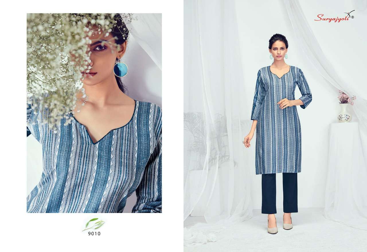 PEHEL VOL-9 BY SURYAJYOTI 9001 TO 9012 SERIES DESIGNER STYLISH FANCY COLORFUL BEAUTIFUL PARTY WEAR & ETHNIC WEAR COLLECTION COTTON PRINT KURTIS AT WHOLESALE PRICE