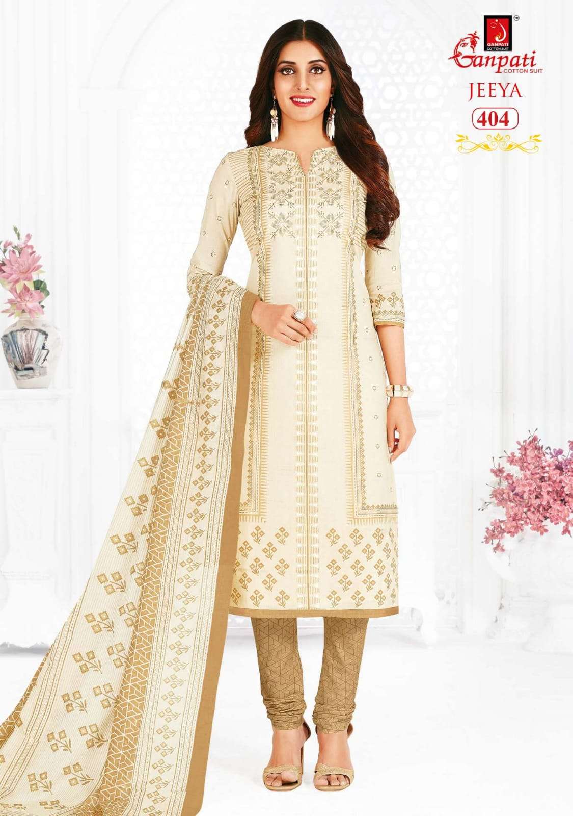 JEEYA VOL-4 BY GANPATI COTTON SUITS 401 TO 418 SERIES BEAUTIFUL SUITS COLORFUL STYLISH FANCY CASUAL WEAR & ETHNIC WEAR COTTON DRESSES AT WHOLESALE PRICE