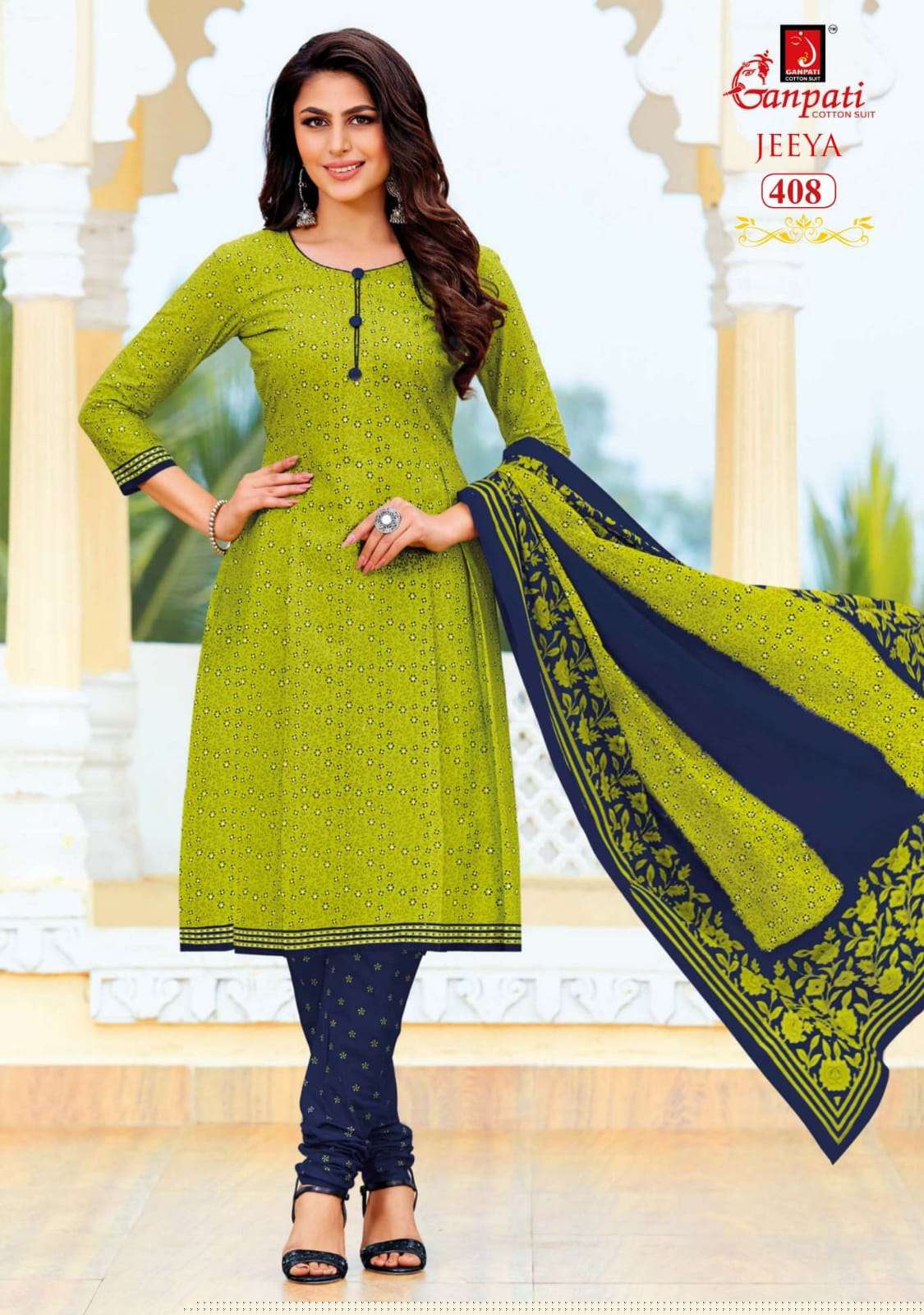 JEEYA VOL-4 BY GANPATI COTTON SUITS 401 TO 418 SERIES BEAUTIFUL SUITS COLORFUL STYLISH FANCY CASUAL WEAR & ETHNIC WEAR COTTON DRESSES AT WHOLESALE PRICE