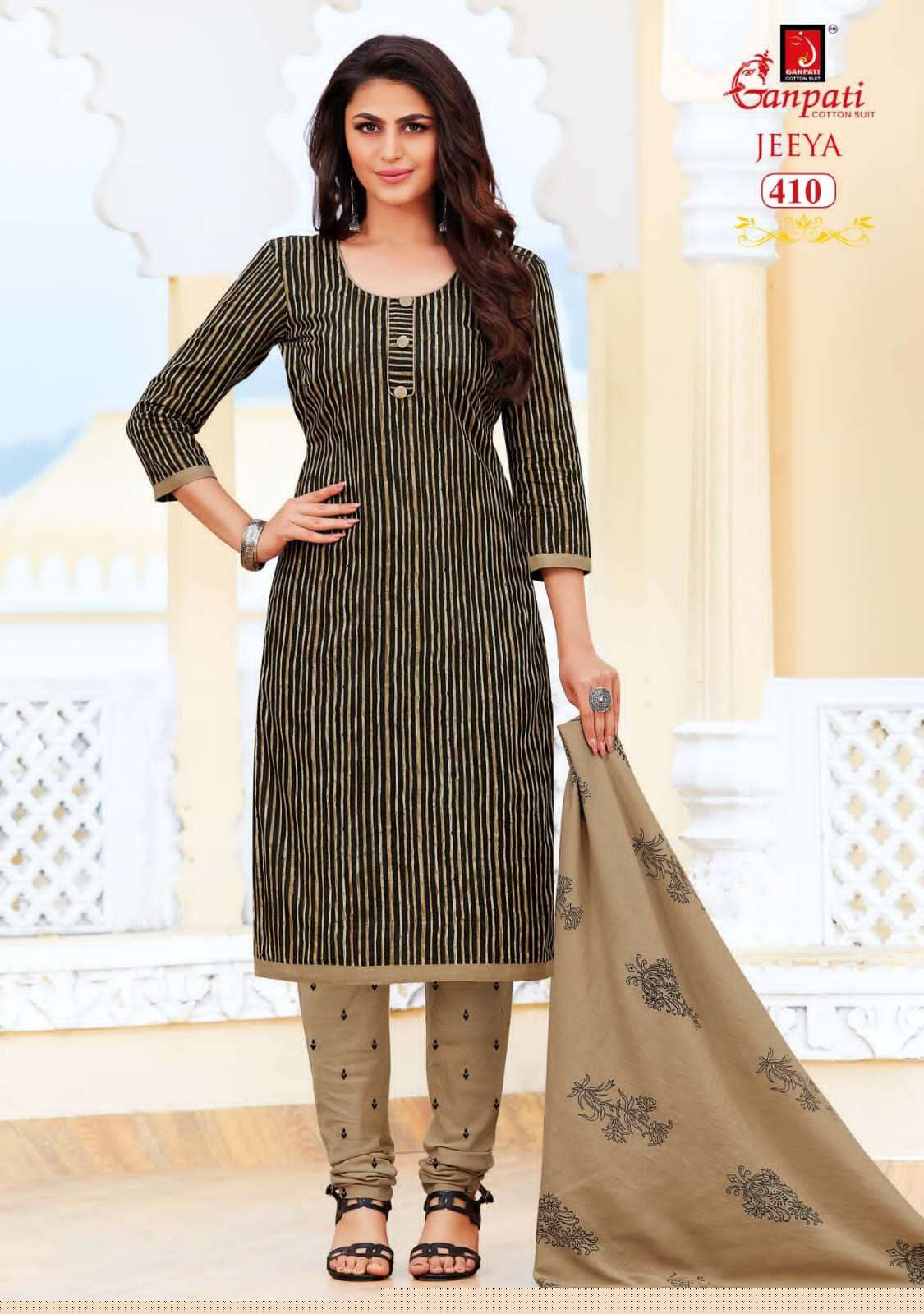 JEEYA VOL-4 BY GANPATI COTTON SUITS 401 TO 418 SERIES BEAUTIFUL SUITS COLORFUL STYLISH FANCY CASUAL WEAR & ETHNIC WEAR COTTON DRESSES AT WHOLESALE PRICE