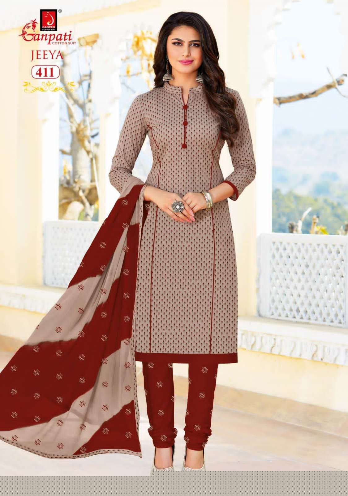 JEEYA VOL-4 BY GANPATI COTTON SUITS 401 TO 418 SERIES BEAUTIFUL SUITS COLORFUL STYLISH FANCY CASUAL WEAR & ETHNIC WEAR COTTON DRESSES AT WHOLESALE PRICE