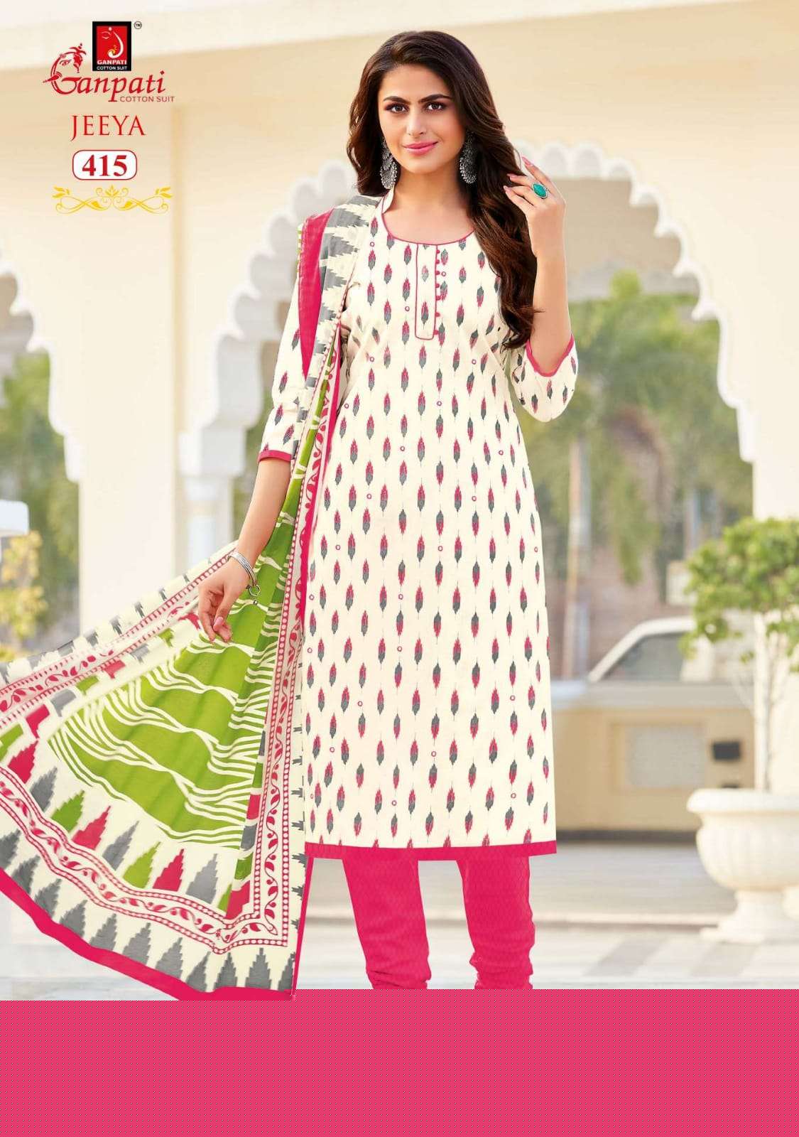 JEEYA VOL-4 BY GANPATI COTTON SUITS 401 TO 418 SERIES BEAUTIFUL SUITS COLORFUL STYLISH FANCY CASUAL WEAR & ETHNIC WEAR COTTON DRESSES AT WHOLESALE PRICE