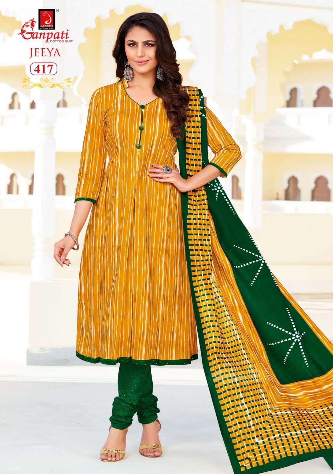 JEEYA VOL-4 BY GANPATI COTTON SUITS 401 TO 418 SERIES BEAUTIFUL SUITS COLORFUL STYLISH FANCY CASUAL WEAR & ETHNIC WEAR COTTON DRESSES AT WHOLESALE PRICE