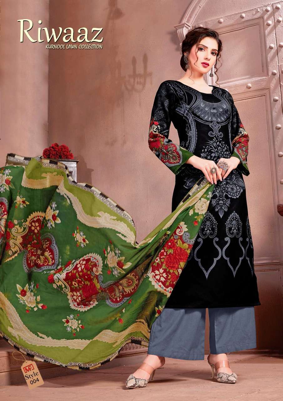 RIWAAZ VOL-2 BY MADHAV FASHION 001 TO 006 SERIES BEAUTIFUL STYLISH SUITS FANCY COLORFUL CASUAL WEAR & ETHNIC WEAR & READY TO WEAR PURE LAWN COTTON DRESSES AT WHOLESALE PRICE