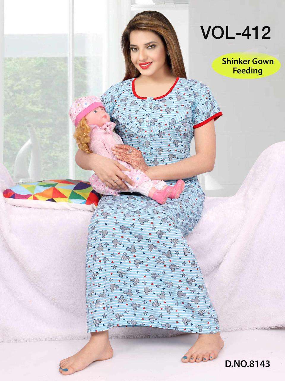 SHINKER GOWN VOL-412 BY FASHION TALK 8138 TO 8143 SERIES DESIGNER BEAUTIFUL STYLISH FANCY COLORFUL PARTY WEAR & OCCASIONAL WEAR HOSIERY COTTON GOWNS AT WHOLESALE PRICE