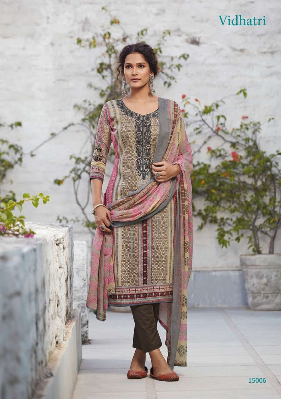 AMORA BY VIDHATRI 15001 TO 15008 SERIES BEAUTIFUL SUITS COLORFUL STYLISH FANCY CASUAL WEAR & ETHNIC WEAR PURE LAWN COTTON PRINT EMBROIDERED DRESSES AT WHOLESALE PRICE