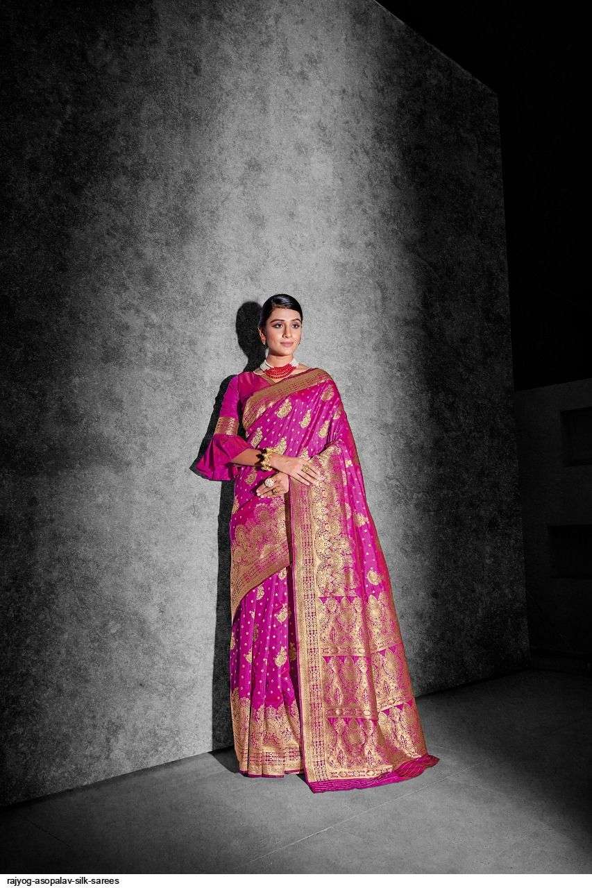 ASOPALAV SILK BY RAJYOG 1001 TO 1010 SERIES INDIAN TRADITIONAL WEAR COLLECTION BEAUTIFUL STYLISH FANCY COLORFUL PARTY WEAR & OCCASIONAL WEAR SOFT SILK SAREES AT WHOLESALE PRICE