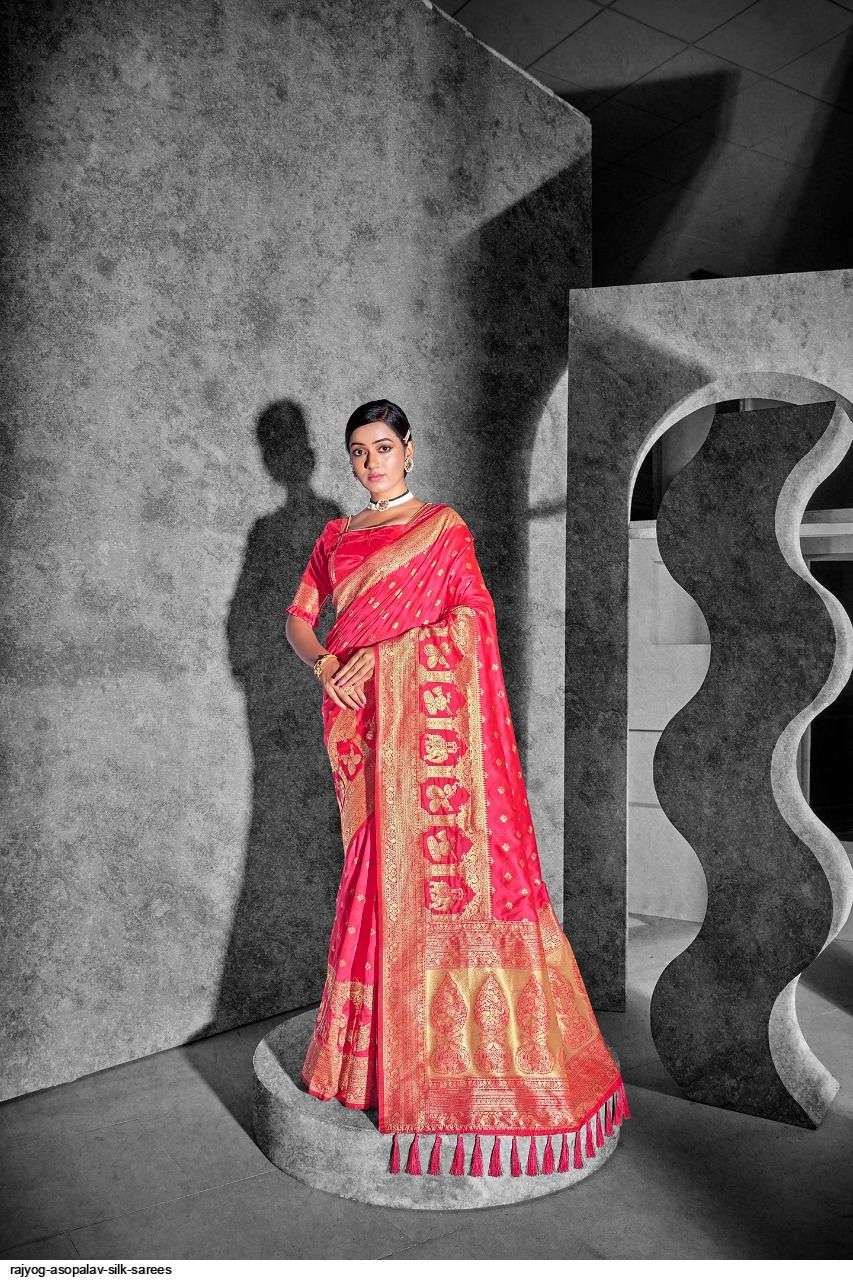 ASOPALAV SILK BY RAJYOG 1001 TO 1010 SERIES INDIAN TRADITIONAL WEAR COLLECTION BEAUTIFUL STYLISH FANCY COLORFUL PARTY WEAR & OCCASIONAL WEAR SOFT SILK SAREES AT WHOLESALE PRICE