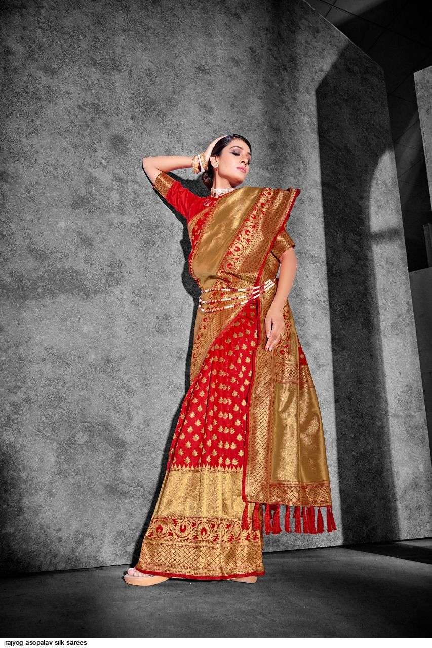 ASOPALAV SILK BY RAJYOG 1001 TO 1010 SERIES INDIAN TRADITIONAL WEAR COLLECTION BEAUTIFUL STYLISH FANCY COLORFUL PARTY WEAR & OCCASIONAL WEAR SOFT SILK SAREES AT WHOLESALE PRICE