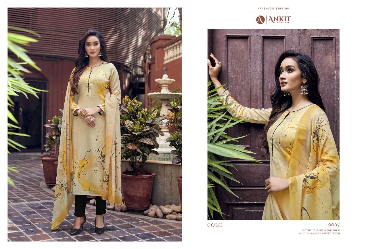ABSTRACT FLOWS BY ANKIT FASHION 9007 TO 9012 SERIES BEAUTIFUL SUITS COLORFUL STYLISH FANCY CASUAL WEAR & ETHNIC WEAR COTTON SATIN DIGITAL PRINT DRESSES AT WHOLESALE PRICE