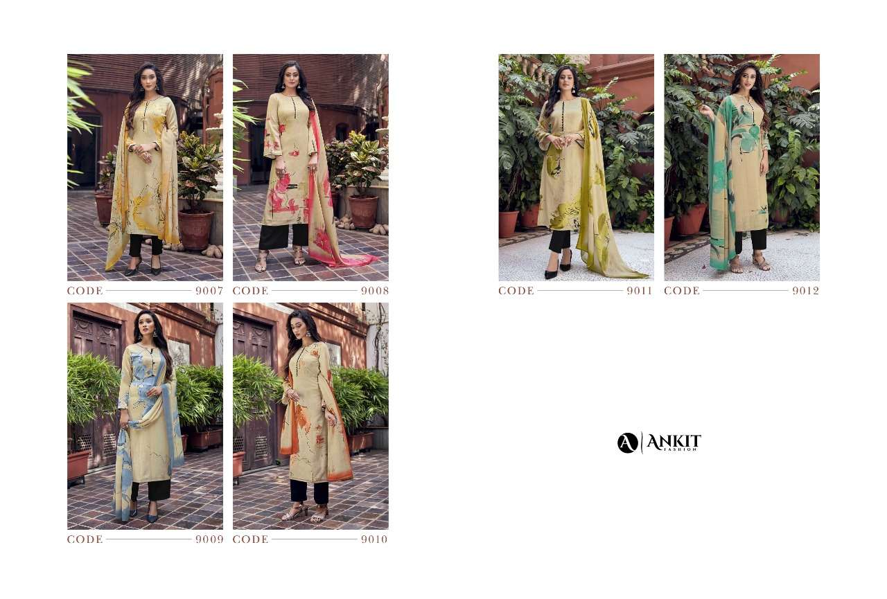 ABSTRACT FLOWS BY ANKIT FASHION 9007 TO 9012 SERIES BEAUTIFUL SUITS COLORFUL STYLISH FANCY CASUAL WEAR & ETHNIC WEAR COTTON SATIN DIGITAL PRINT DRESSES AT WHOLESALE PRICE