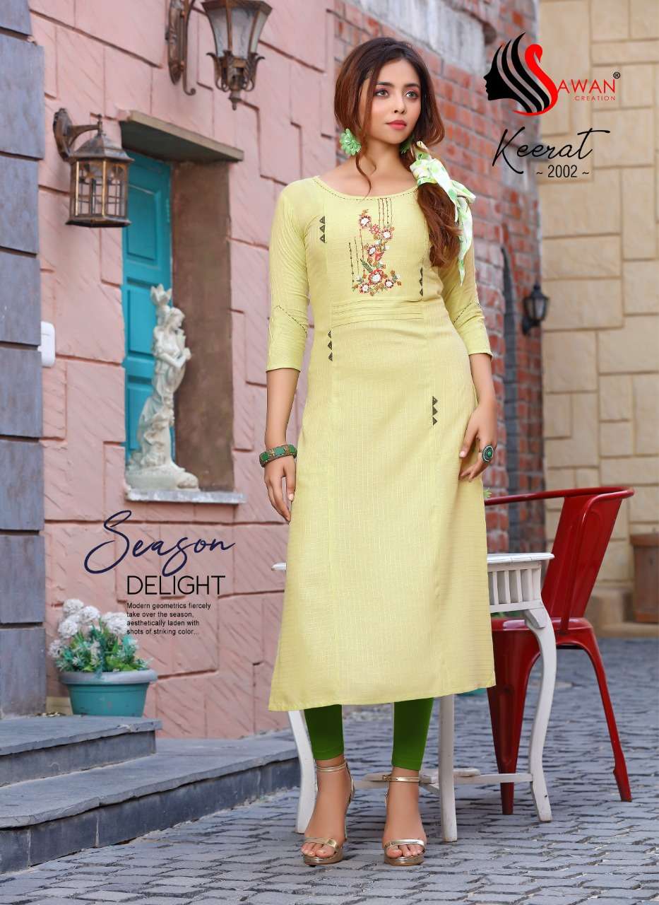 KEERAT VOL-2 BY SAWAN CREATION 2001 TO 2008 SERIES DESIGNER STYLISH FANCY COLORFUL BEAUTIFUL PARTY WEAR & ETHNIC WEAR COLLECTION RAYON EMBROIDERY KURTIS AT WHOLESALE PRICE
