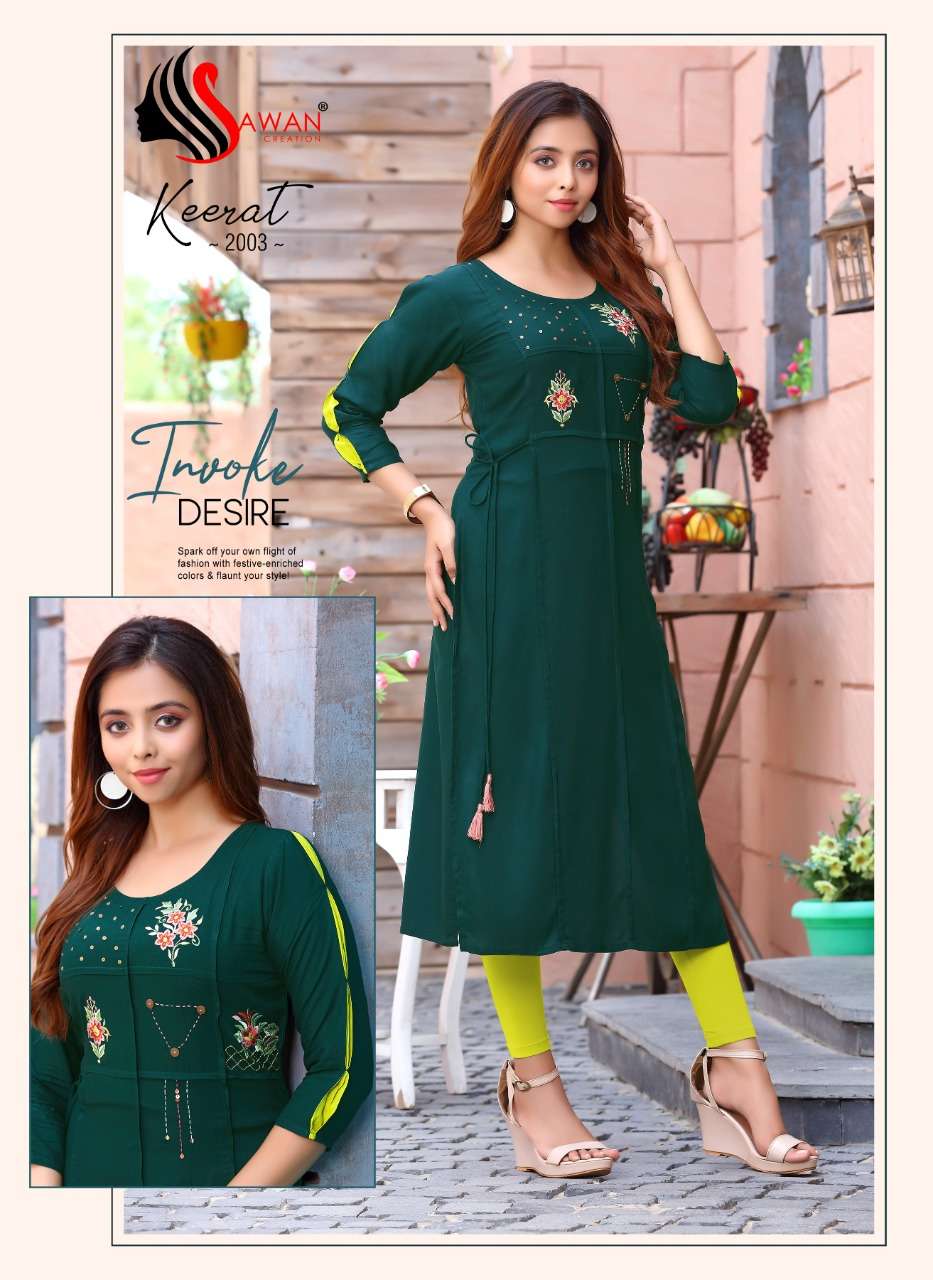 KEERAT VOL-2 BY SAWAN CREATION 2001 TO 2008 SERIES DESIGNER STYLISH FANCY COLORFUL BEAUTIFUL PARTY WEAR & ETHNIC WEAR COLLECTION RAYON EMBROIDERY KURTIS AT WHOLESALE PRICE