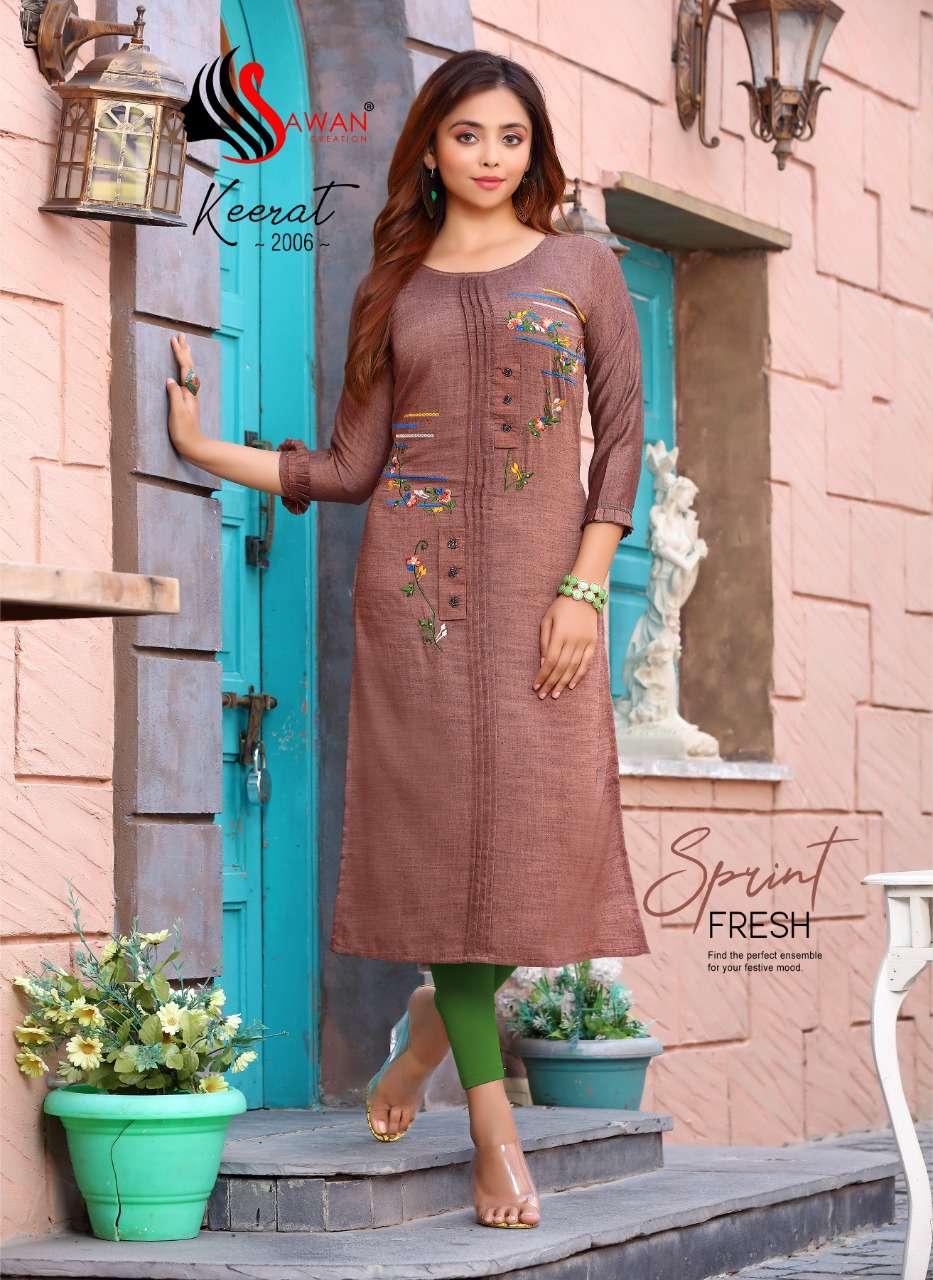 KEERAT VOL-2 BY SAWAN CREATION 2001 TO 2008 SERIES DESIGNER STYLISH FANCY COLORFUL BEAUTIFUL PARTY WEAR & ETHNIC WEAR COLLECTION RAYON EMBROIDERY KURTIS AT WHOLESALE PRICE