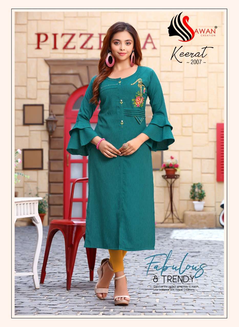 KEERAT VOL-2 BY SAWAN CREATION 2001 TO 2008 SERIES DESIGNER STYLISH FANCY COLORFUL BEAUTIFUL PARTY WEAR & ETHNIC WEAR COLLECTION RAYON EMBROIDERY KURTIS AT WHOLESALE PRICE