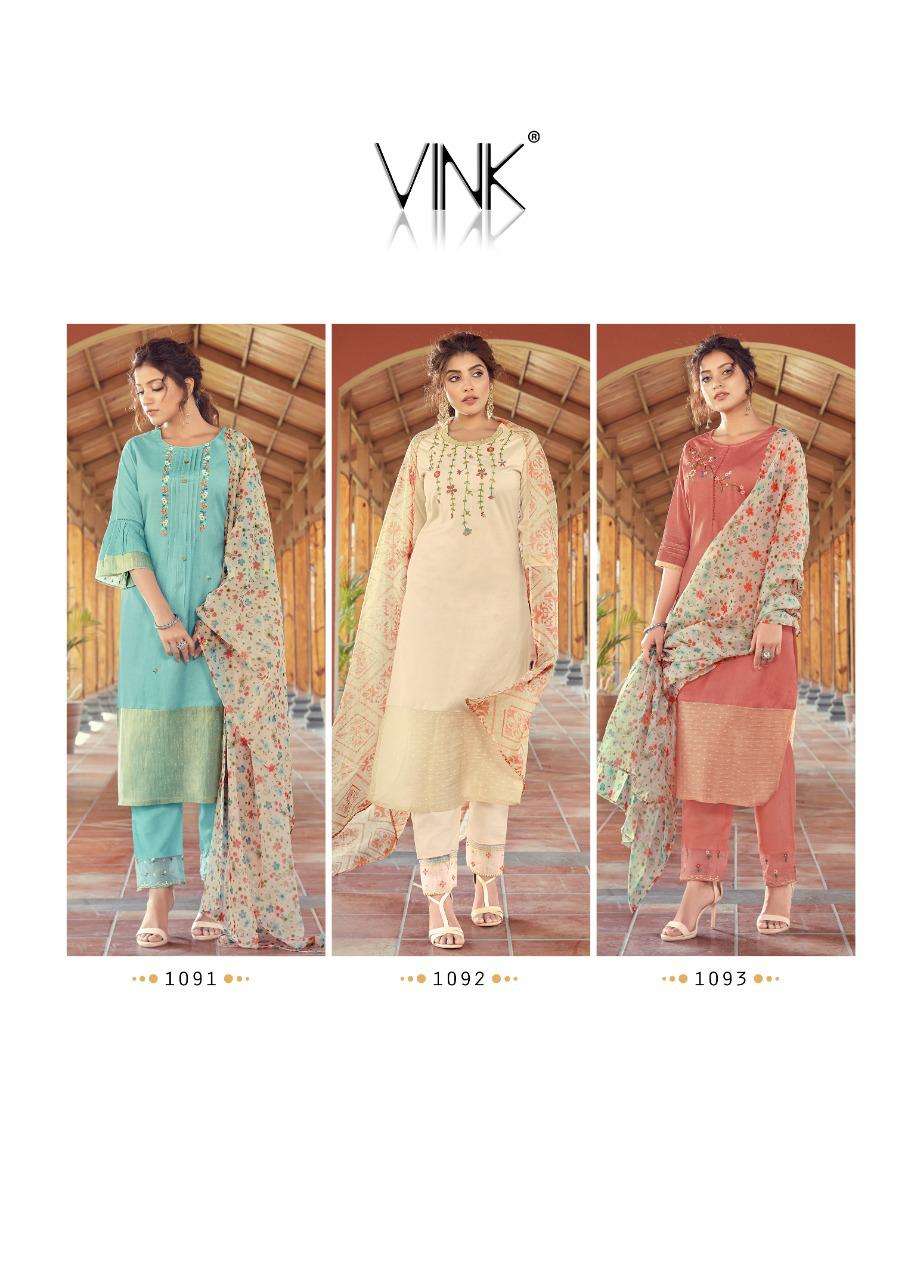 BLOOM VOL-2 BY VINK 1091 TO 1096 SERIES BEAUTIFUL SUITS COLORFUL STYLISH FANCY CASUAL WEAR & ETHNIC WEAR PURE VISCOSE WITH DAMAN WORK DRESSES AT WHOLESALE PRICE
