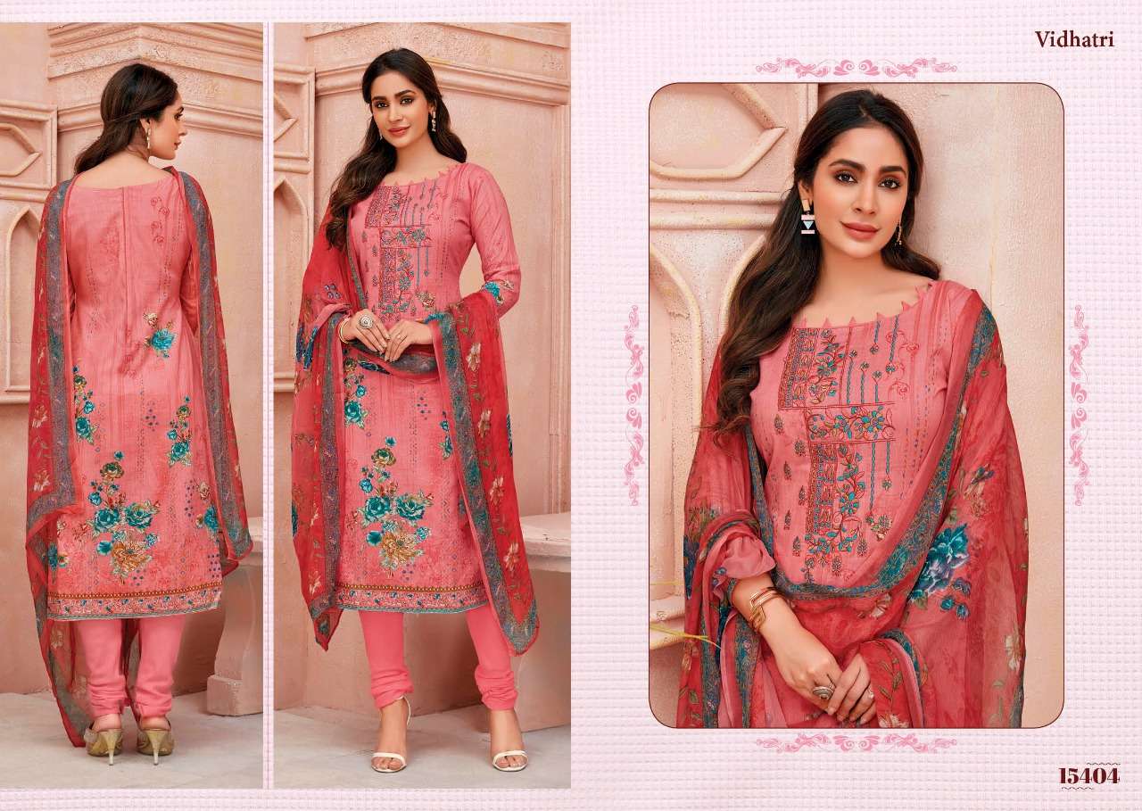 FIRDOUS BY VIDHATRI 15401 TO 15408 SERIES BEAUTIFUL SUITS COLORFUL STYLISH FANCY CASUAL WEAR & ETHNIC WEAR PURE LAWN COTTON PRINT EMBROIDERED DRESSES AT WHOLESALE PRICE