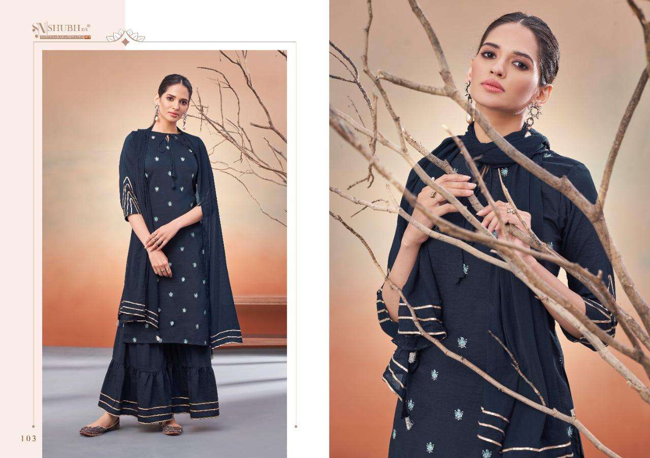 PUNJABI KUDI VOL-1 BY SHUBH NX 101 TO 106 SERIES BEAUTIFUL SHARARA SUITS COLORFUL STYLISH FANCY CASUAL WEAR & ETHNIC WEAR CHINNON SILK WORK DRESSES AT WHOLESALE PRICE
