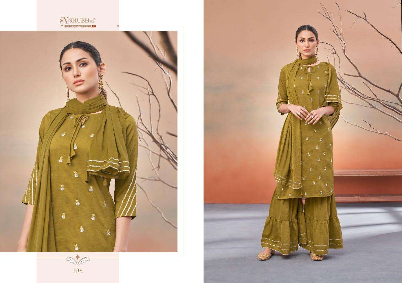 PUNJABI KUDI VOL-1 BY SHUBH NX 101 TO 106 SERIES BEAUTIFUL SHARARA SUITS COLORFUL STYLISH FANCY CASUAL WEAR & ETHNIC WEAR CHINNON SILK WORK DRESSES AT WHOLESALE PRICE