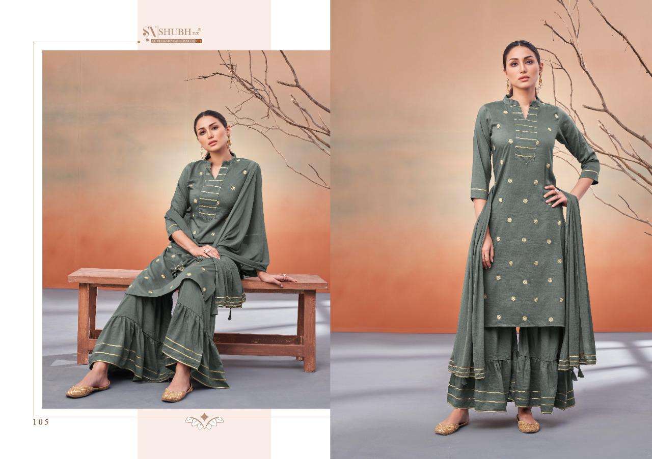 PUNJABI KUDI VOL-1 BY SHUBH NX 101 TO 106 SERIES BEAUTIFUL SHARARA SUITS COLORFUL STYLISH FANCY CASUAL WEAR & ETHNIC WEAR CHINNON SILK WORK DRESSES AT WHOLESALE PRICE