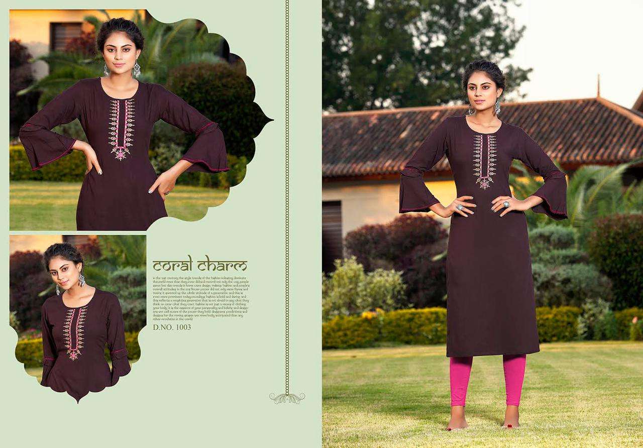 LIFE STYLE BY SHUBH NX 1001 TO 1007 SERIES DESIGNER STYLISH FANCY COLORFUL BEAUTIFUL PARTY WEAR & ETHNIC WEAR COLLECTION RAYON EMBROIDERY KURTIS AT WHOLESALE PRICE