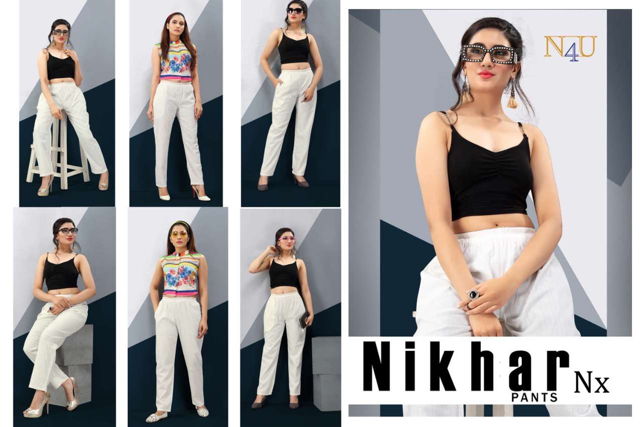 NIKHAR NX BY N4U BEAUTIFUL STYLISH FANCY COLORFUL PARTY WEAR & ETHNIC WEAR LINEN COTTON PRINTED PANTS AT WHOLESALE PRICE