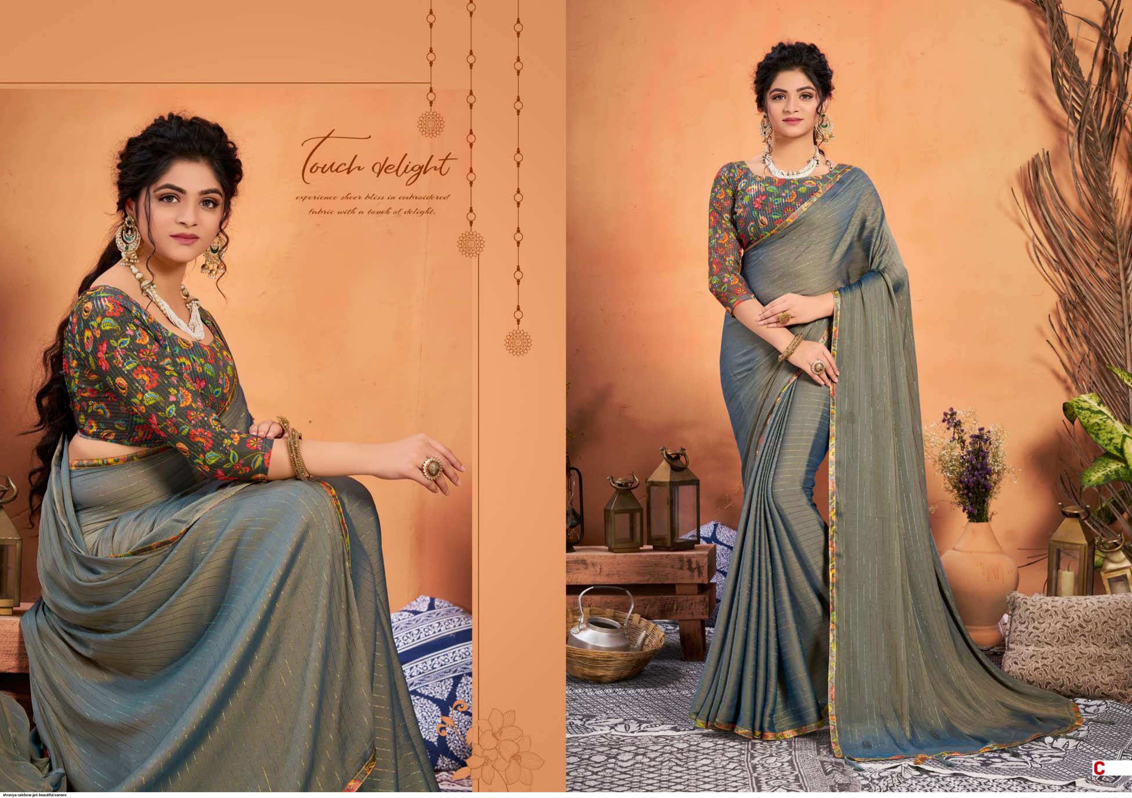RAINBOW BY SHRAVYA A TO H SERIES INDIAN TRADITIONAL WEAR COLLECTION BEAUTIFUL STYLISH FANCY COLORFUL PARTY WEAR & OCCASIONAL WEAR RAINBOW ZARI SAREES AT WHOLESALE PRICE