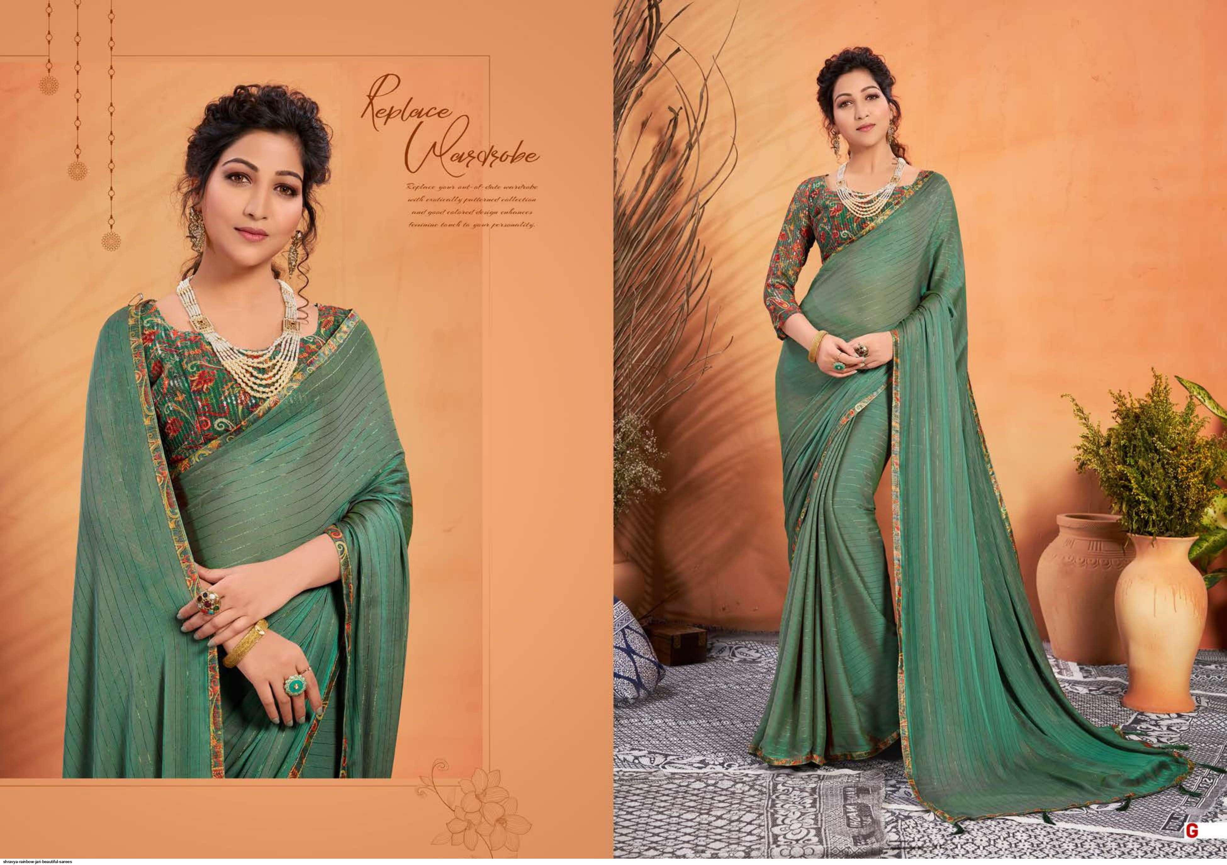 RAINBOW BY SHRAVYA A TO H SERIES INDIAN TRADITIONAL WEAR COLLECTION BEAUTIFUL STYLISH FANCY COLORFUL PARTY WEAR & OCCASIONAL WEAR RAINBOW ZARI SAREES AT WHOLESALE PRICE