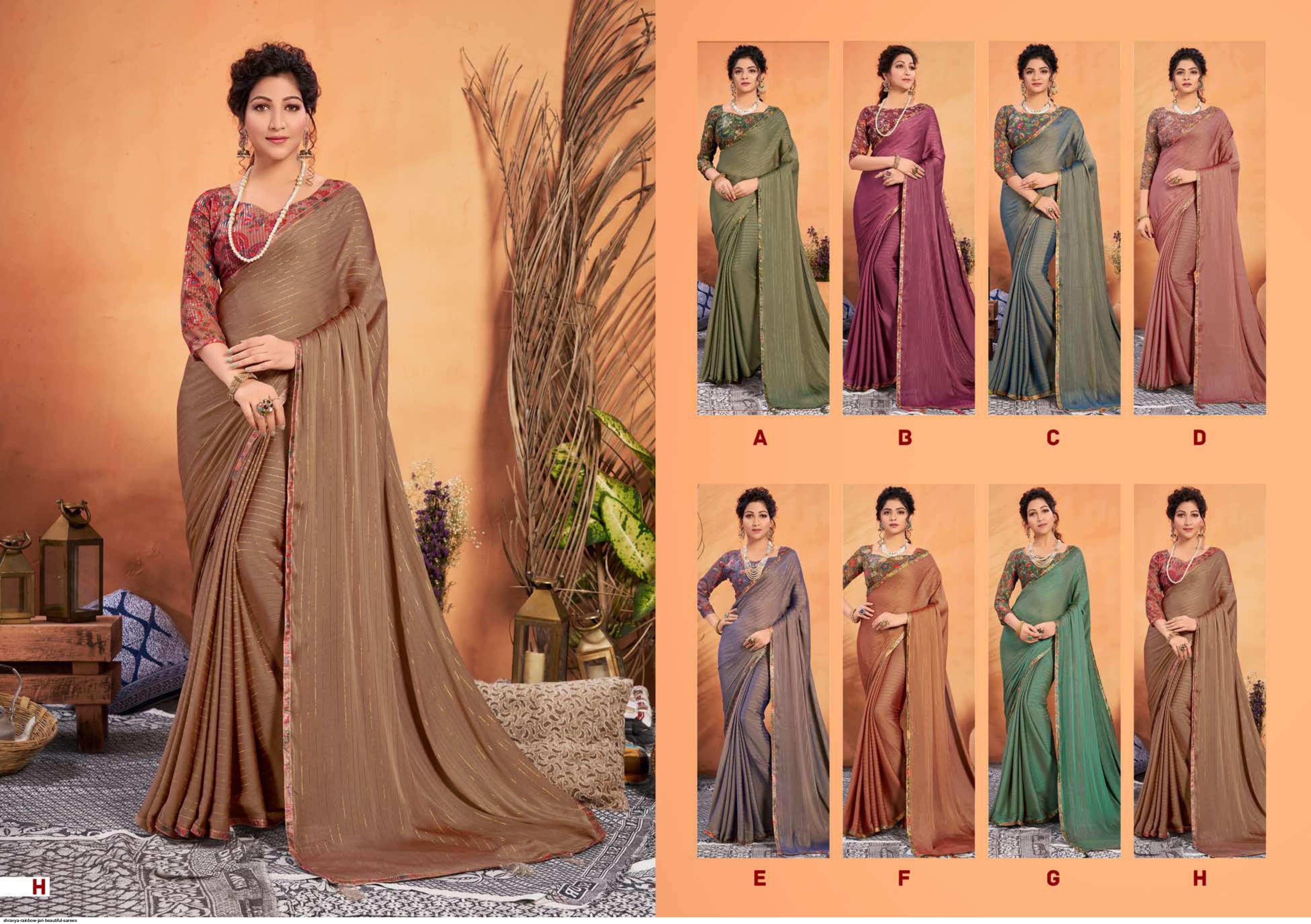 RAINBOW BY SHRAVYA A TO H SERIES INDIAN TRADITIONAL WEAR COLLECTION BEAUTIFUL STYLISH FANCY COLORFUL PARTY WEAR & OCCASIONAL WEAR RAINBOW ZARI SAREES AT WHOLESALE PRICE