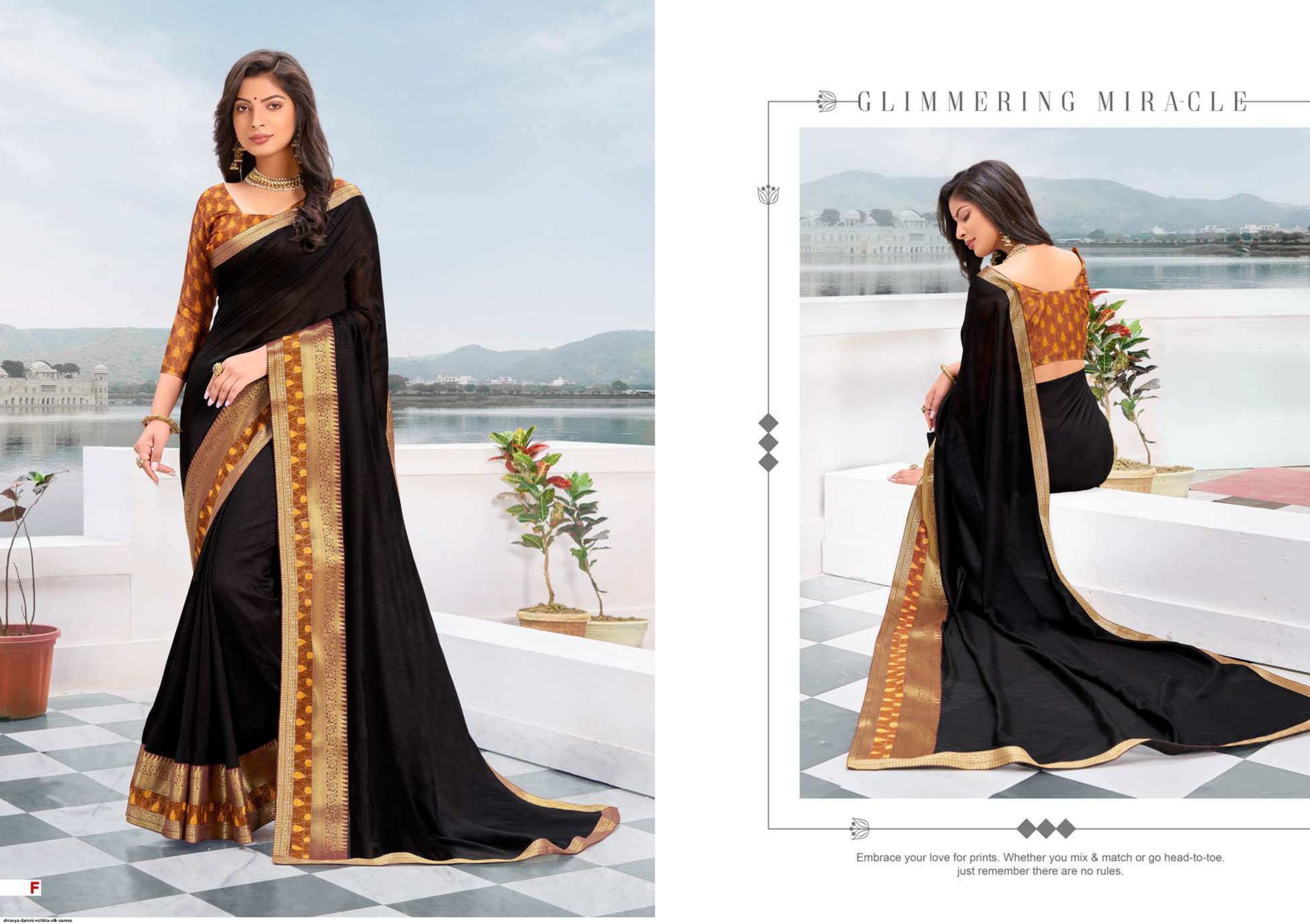 DAMINI BY SHRAVYA FASHION A TO H SERIES INDIAN TRADITIONAL WEAR COLLECTION BEAUTIFUL STYLISH FANCY COLORFUL PARTY WEAR & OCCASIONAL WEAR VICHITRA SILK SAREES AT WHOLESALE PRICE