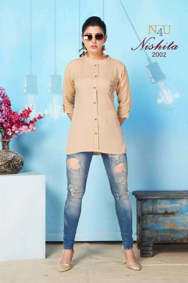 NISHITA BY N4U 2001 TO 2006 SERIES DESIGNER STYLISH FANCY COLORFUL BEAUTIFUL PARTY WEAR & ETHNIC WEAR COLLECTION RAYON EMBROIDERY TOPS AT WHOLESALE PRICE