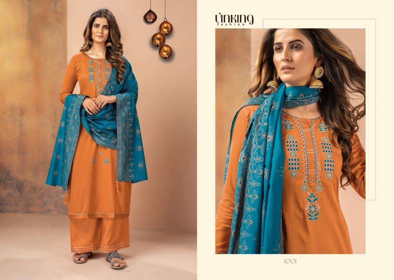 KAJARI VOL-2 BY LINKING FASHION 997 TO 1002 SERIES BEAUTIFUL SUITS COLORFUL STYLISH FANCY CASUAL WEAR & ETHNIC WEAR PURE JAM SILK WITH WORK DRESSES AT WHOLESALE PRICE