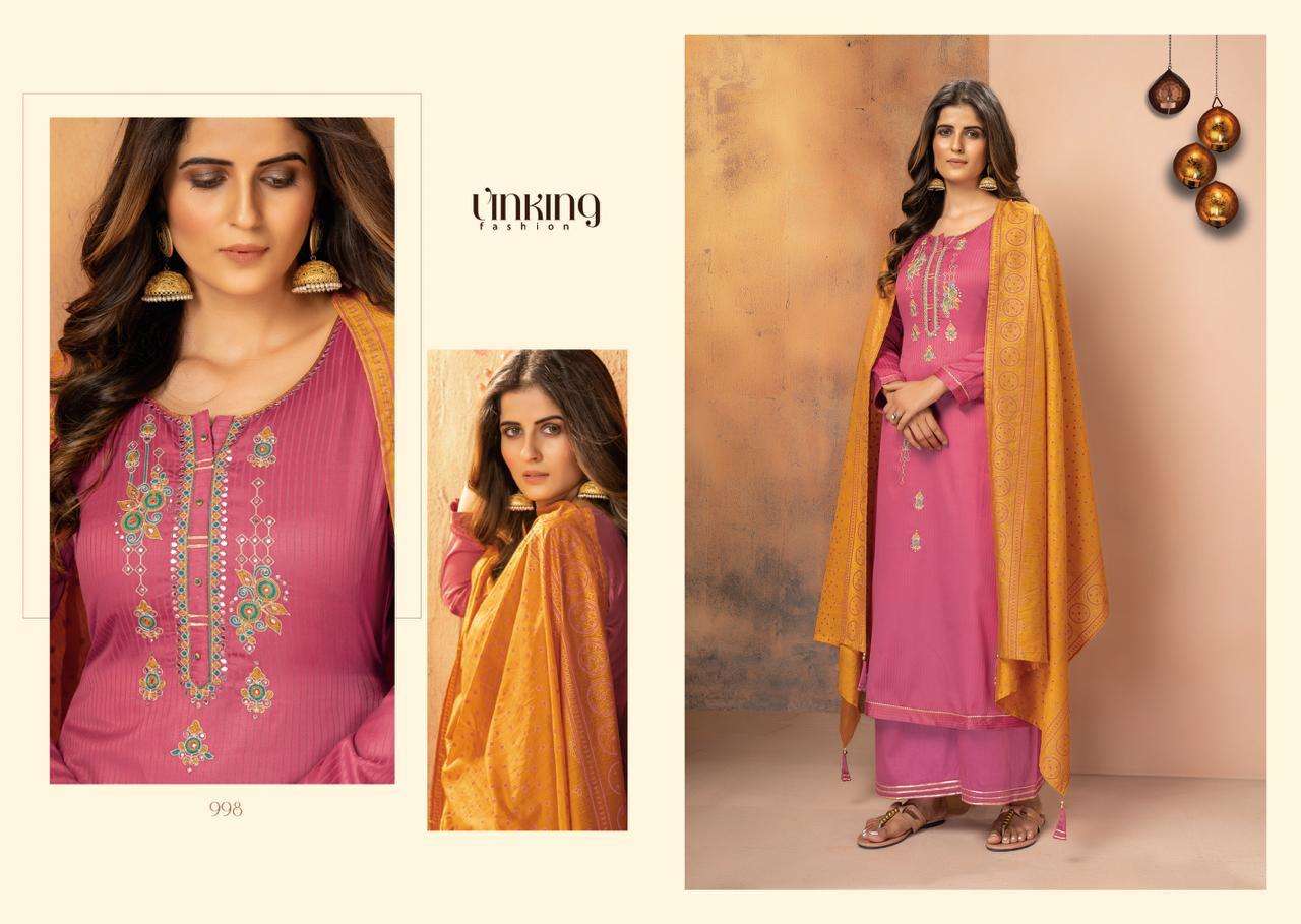 KAJARI VOL-2 BY LINKING FASHION 997 TO 1002 SERIES BEAUTIFUL SUITS COLORFUL STYLISH FANCY CASUAL WEAR & ETHNIC WEAR PURE JAM SILK WITH WORK DRESSES AT WHOLESALE PRICE