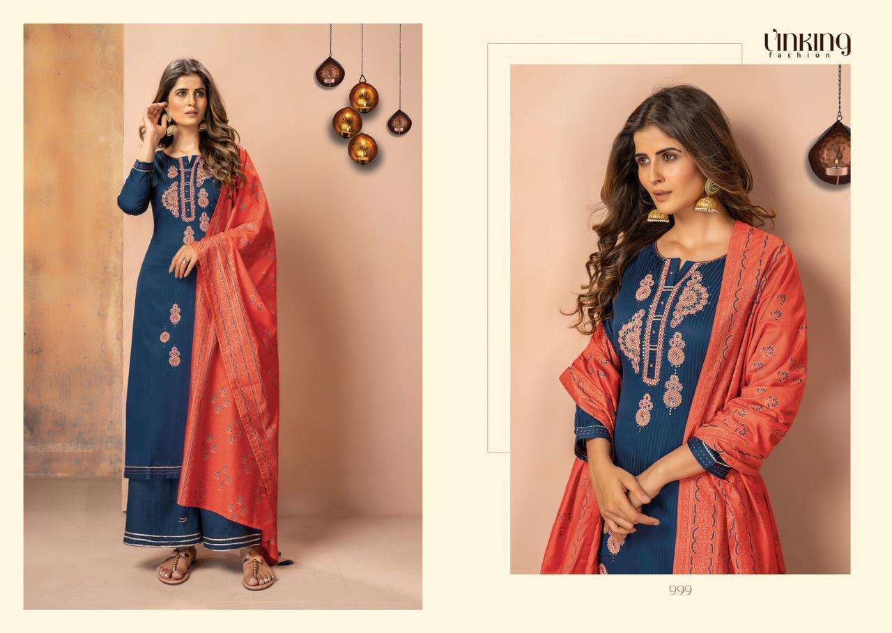 KAJARI VOL-2 BY LINKING FASHION 997 TO 1002 SERIES BEAUTIFUL SUITS COLORFUL STYLISH FANCY CASUAL WEAR & ETHNIC WEAR PURE JAM SILK WITH WORK DRESSES AT WHOLESALE PRICE