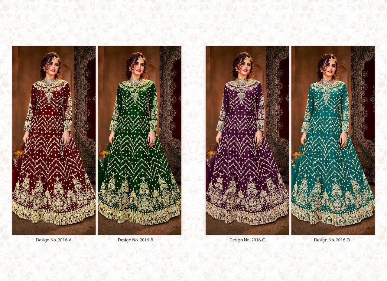 AAGMAN BY AVIGHAYA 2016-A TO 2016-D SERIES BEAUTIFUL STYLISH ANARKALI SUITS FANCY COLORFUL CASUAL WEAR & ETHNIC WEAR & READY TO WEAR NET EMBROIDERED DRESSES AT WHOLESALE PRICE