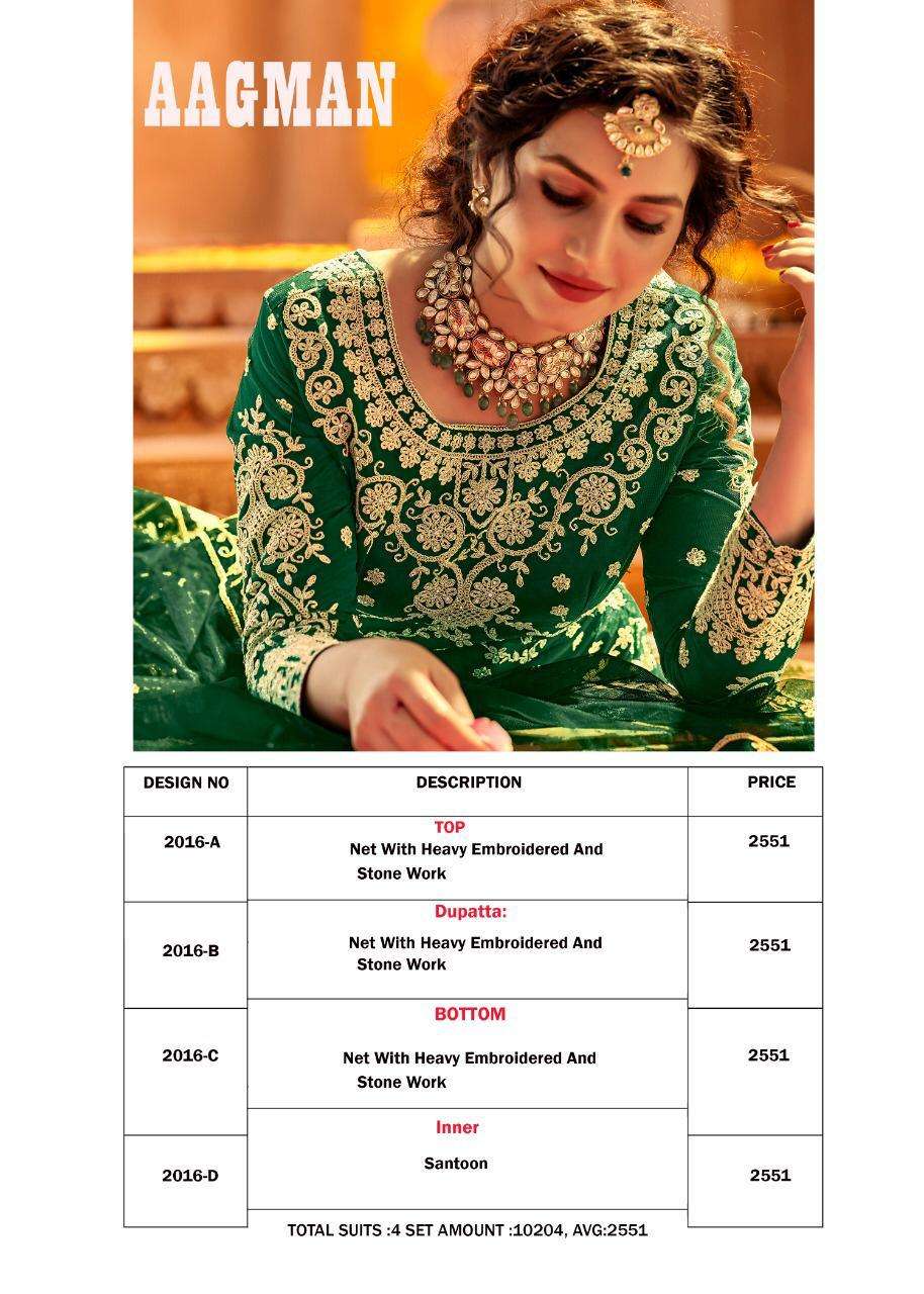AAGMAN BY AVIGHAYA 2016-A TO 2016-D SERIES BEAUTIFUL STYLISH ANARKALI SUITS FANCY COLORFUL CASUAL WEAR & ETHNIC WEAR & READY TO WEAR NET EMBROIDERED DRESSES AT WHOLESALE PRICE