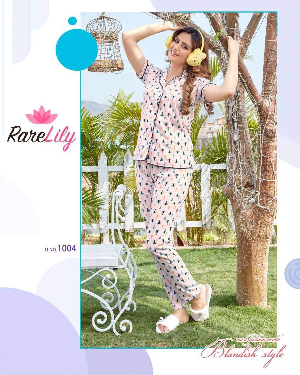ZIL MIL VOL-4 BY RARE LILY 1001 TO 1007 SERIES BEAUTIFUL STYLISH FANCY COLORFUL CASUAL WEAR & NIGHT WEAR COTTON DIGITAL PRINTS TOPS AND BOTTOM AT WHOLESALE PRICE