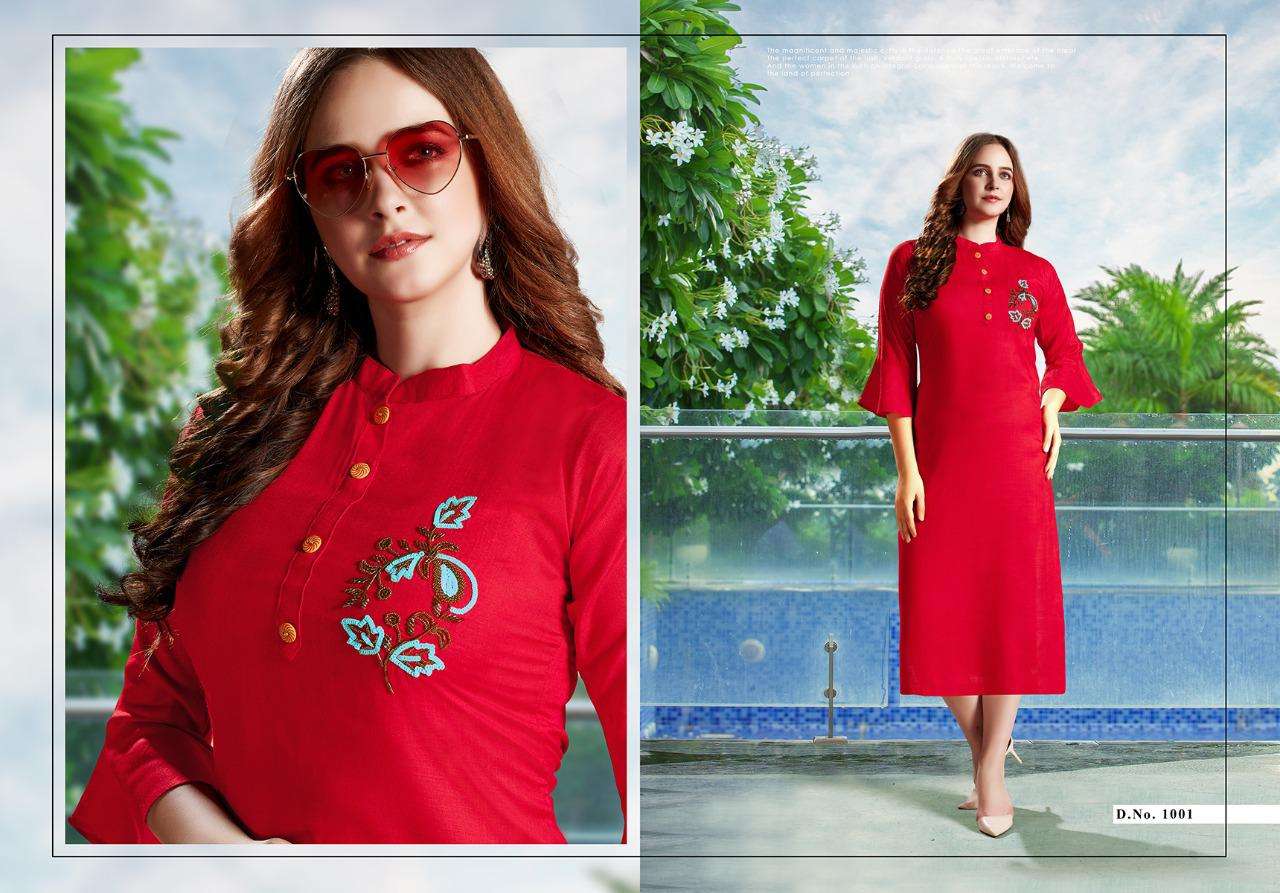 AAROHI BY SHUBH NX 1001 TO 1010 SERIES DESIGNER STYLISH FANCY COLORFUL BEAUTIFUL PARTY WEAR & ETHNIC WEAR COLLECTION RAYON SLUB WITH WORK KURTIS AT WHOLESALE PRICE