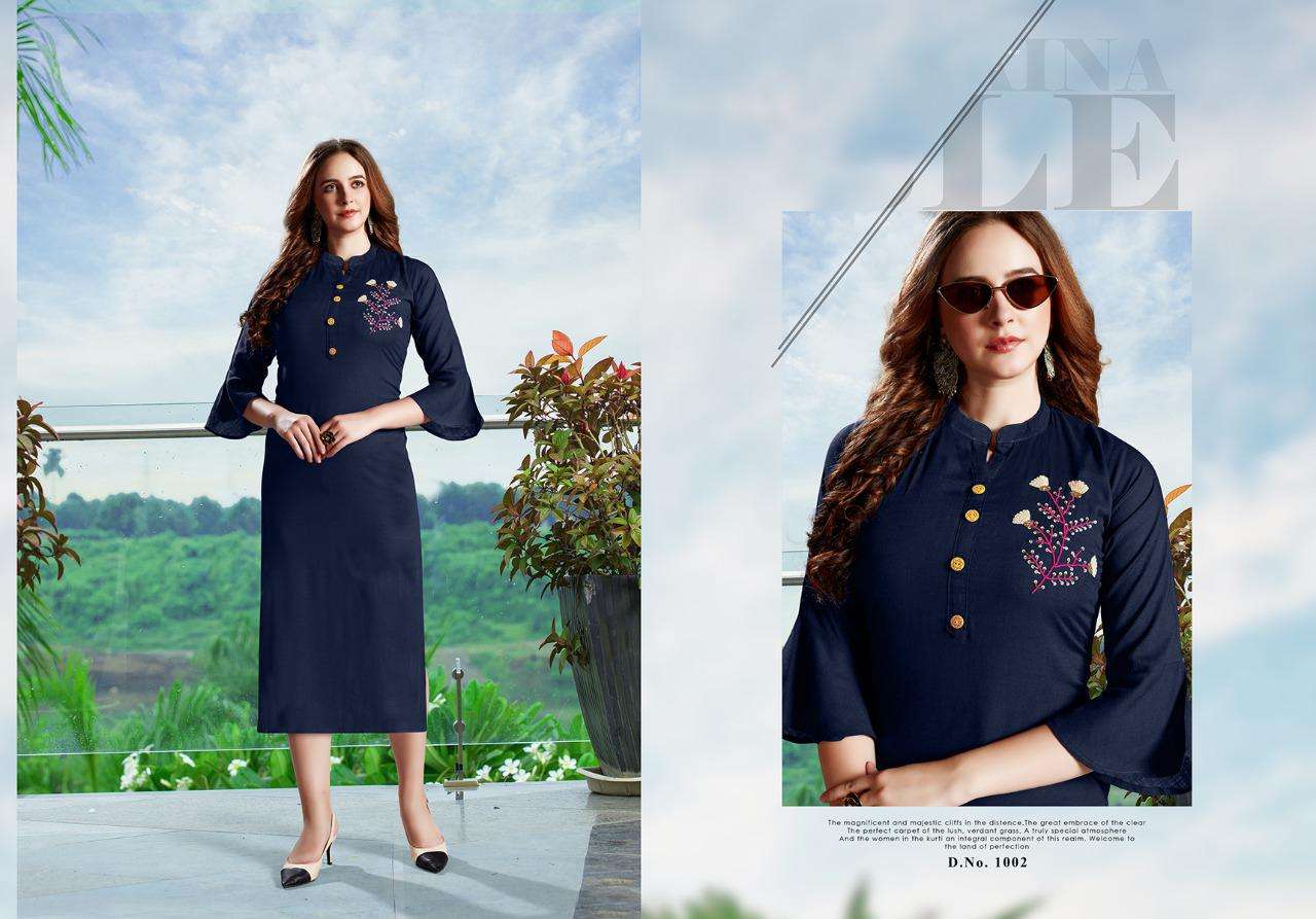 AAROHI BY SHUBH NX 1001 TO 1010 SERIES DESIGNER STYLISH FANCY COLORFUL BEAUTIFUL PARTY WEAR & ETHNIC WEAR COLLECTION RAYON SLUB WITH WORK KURTIS AT WHOLESALE PRICE