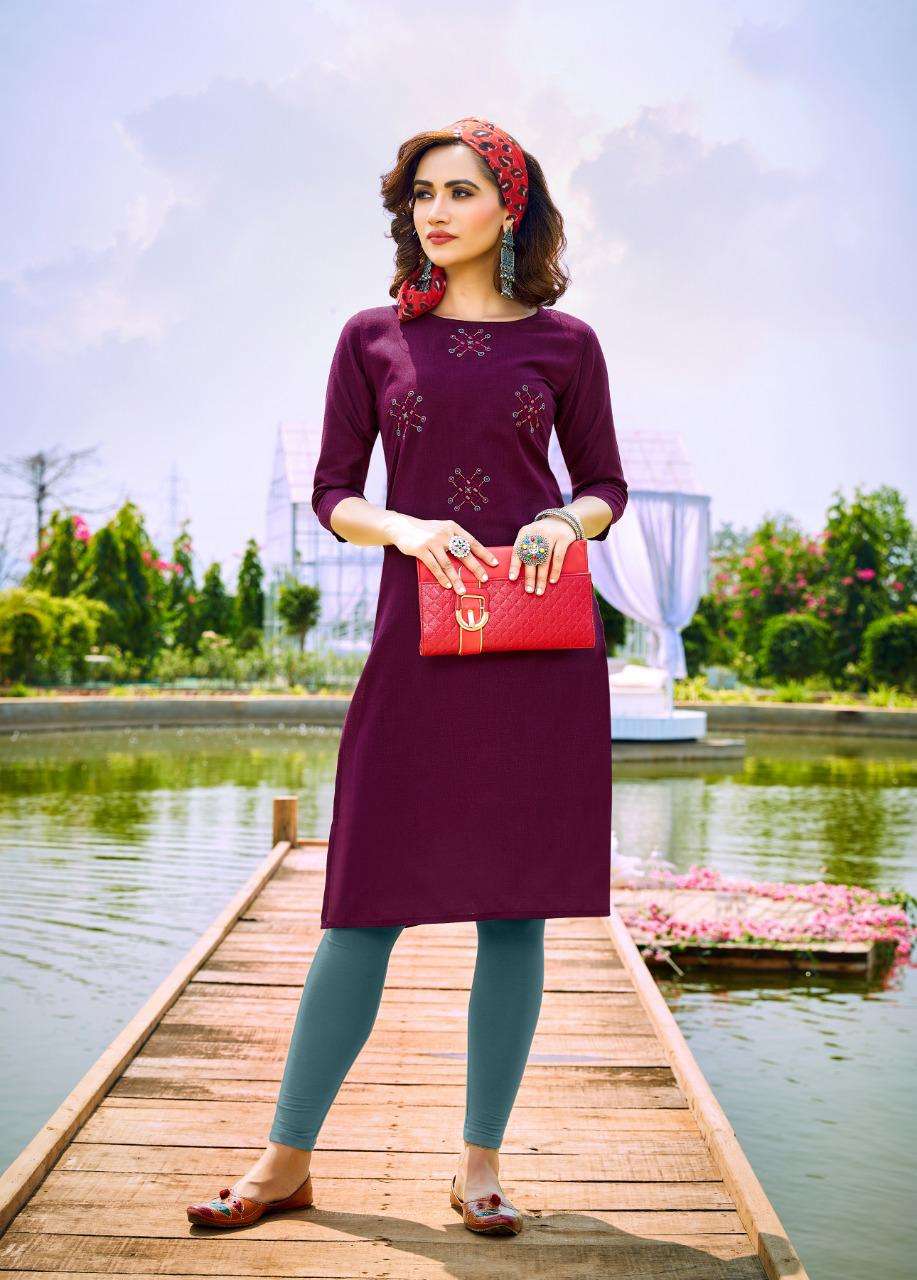 ANGEL BY RIYA DESIGNER 1001 TO 1006 SERIES DESIGNER STYLISH FANCY COLORFUL BEAUTIFUL PARTY WEAR & ETHNIC WEAR COLLECTION PURE COTTON SLUB EMBROIDERY KURTIS AT WHOLESALE PRICE