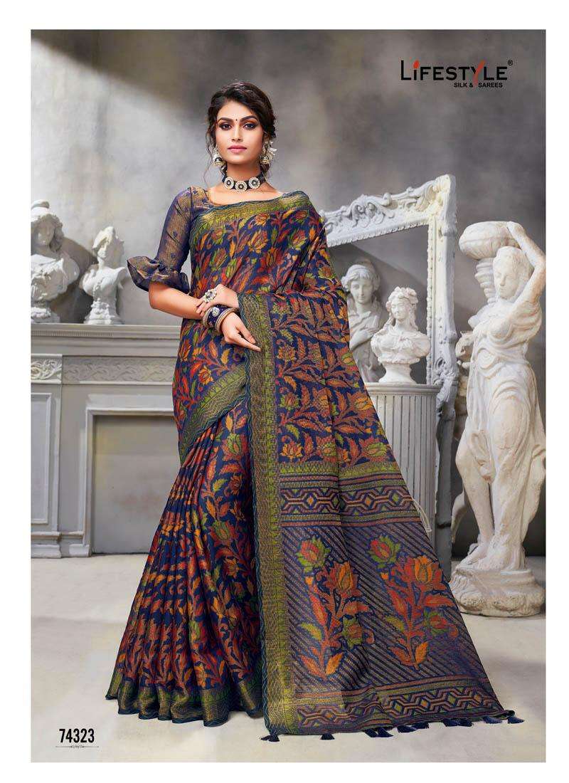 COTTON CLUB VOL-1 BY LIFESTYLE SAREES 74321 TO 74330 SERIES INDIAN TRADITIONAL WEAR COLLECTION BEAUTIFUL STYLISH FANCY COLORFUL PARTY WEAR & OCCASIONAL WEAR COTTON BRASSO SAREES AT WHOLESALE PRICE